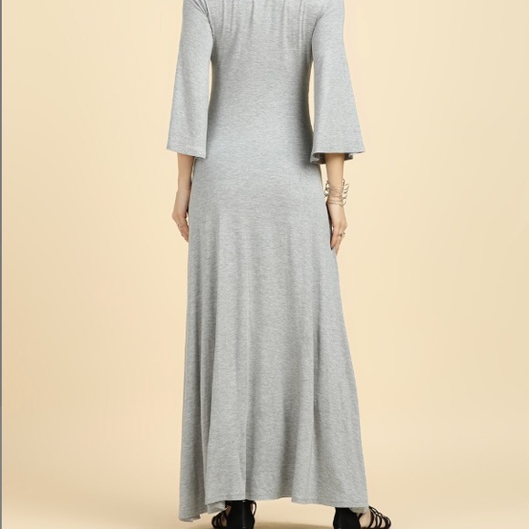 Heather Grey Knot-Detail Maxi, Elbow Sleeve - Picture 3 of 7